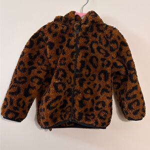 Old Navy Kids Leopard Print Zip-up Sherpa - Brown and Black
